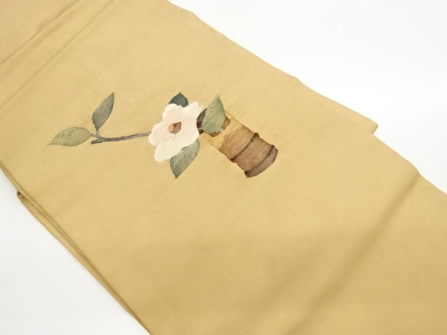 明綴れ花器に椿模様織出し名古屋帯